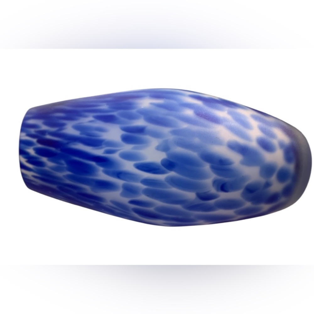 Cobalt Blue and White Molten Art Glass Vase.‎ Large 8.5” - Picture 5 of 9